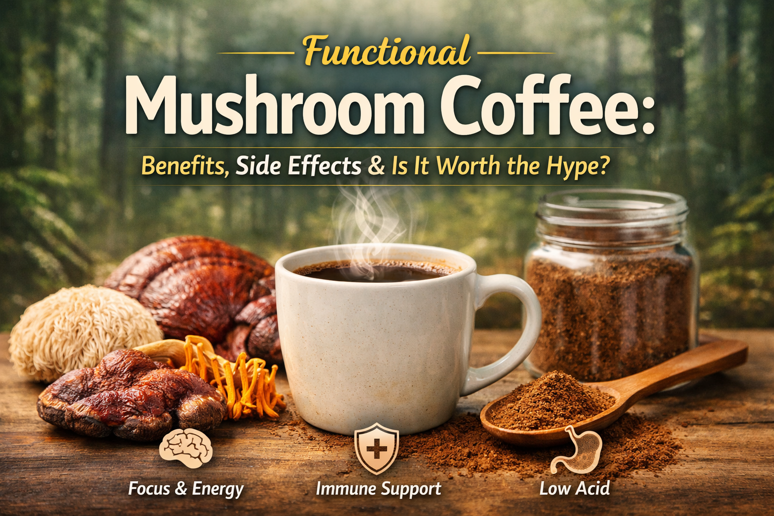 Functional Mushroom Coffee: Benefits, Side Effects & Is It Worth the Hype?